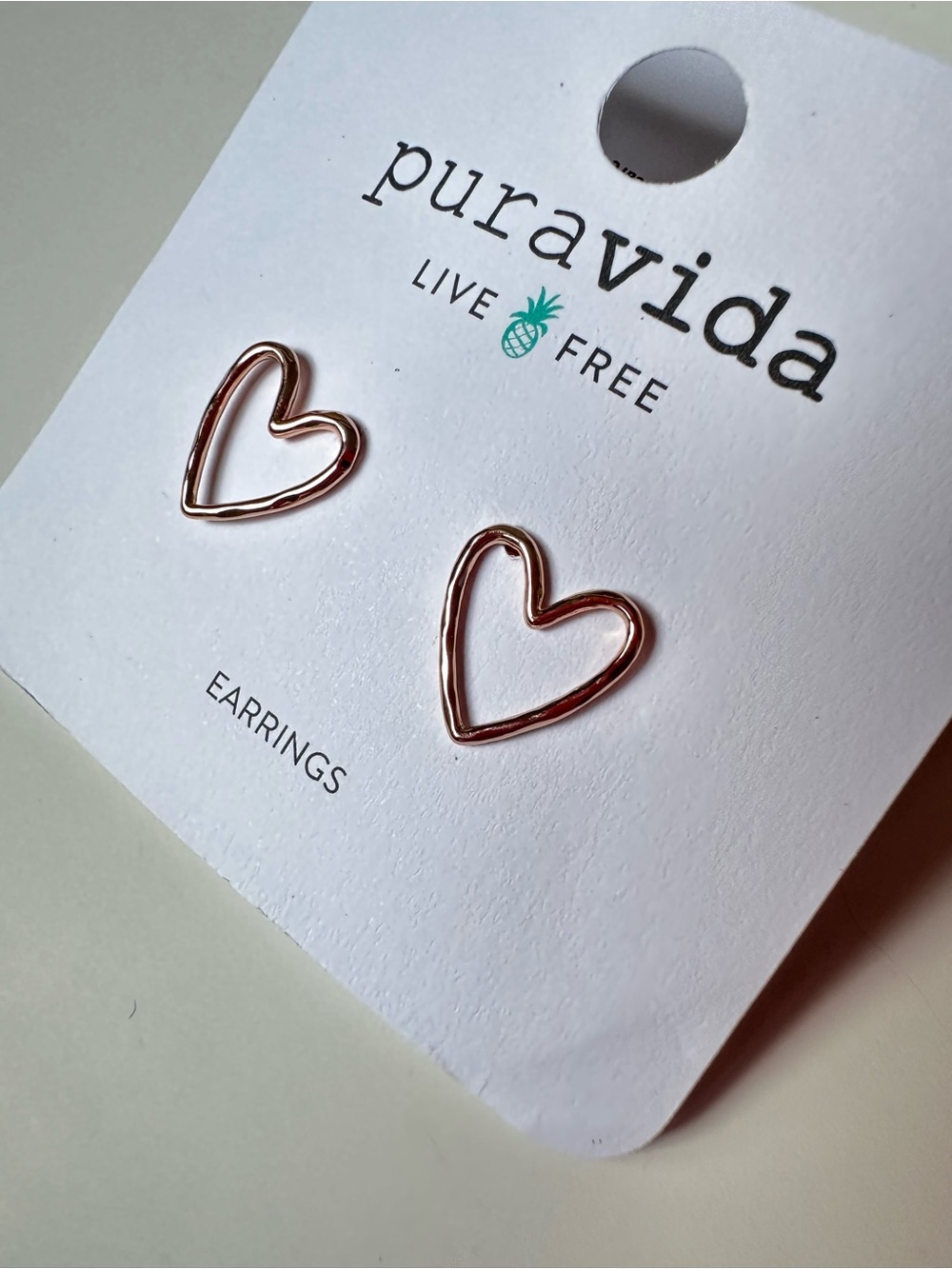 Pura Vida Rose Gold Open Heart Stud Earrings